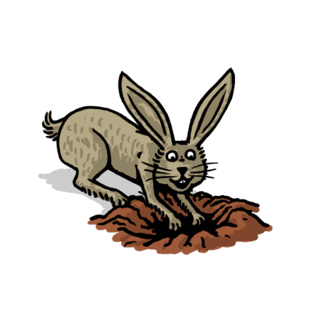 Illustration of a digging rabbit